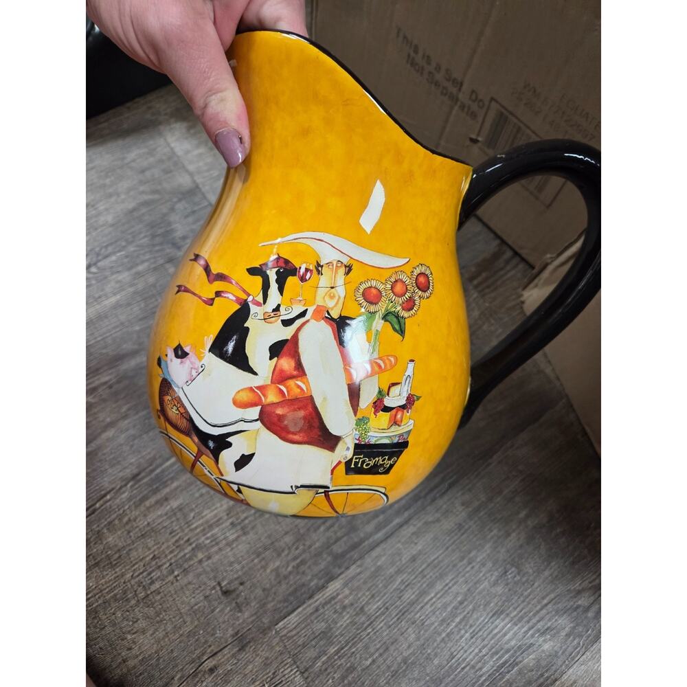 Certified International Jennifer Garant Pitcher/Jug Yellow Italian Chef Ceramic - Picture 5 of 6